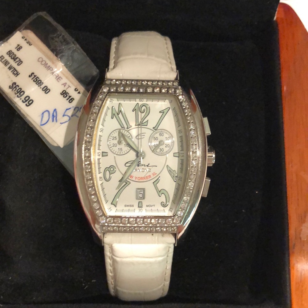 Elini Nazar Diamond leather watch